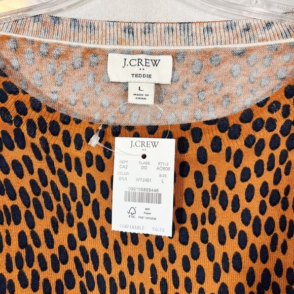 NEW J. Crew Teddie Crewneck Pullover Swearer Animal Spot Print - Size Large - Picture 3 of 6